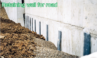 Retaining wall for road